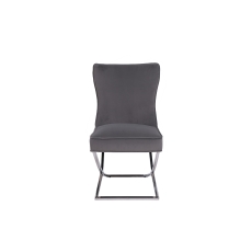 Cross Leg Dining Chair in Grey Velvet