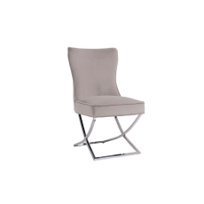 Cross Leg Dining Chair in Taupe Velvet