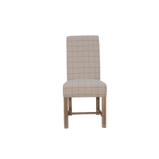 Scroll Back Dining Chair in Check Natural Wool