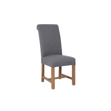 Scroll Back Fabric Dining Chair in Grey
