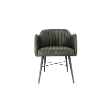 Leather & Iron Chair in Light Grey PU Leather