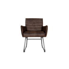 Leather & Iron High Back Dining Chair in Brown