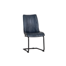 Leather & iron Traditional Dining Chair in Blue