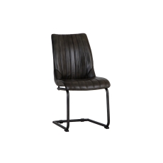 Leather & iron Traditional Dining Chair in Dark Grey