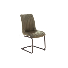 Leather & iron Traditional Dining Chair in Light Grey