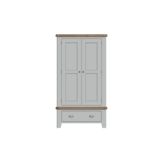 Smoked Oak Painted Grey 2 Door Wardrobe with Drawer