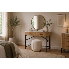 Reed Pleated Boucle Ottoman Stool