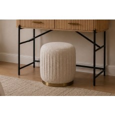 Reed Pleated Boucle Ottoman Stool