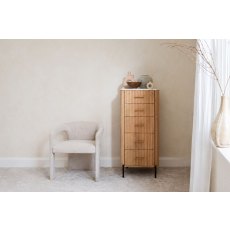 Reed Mango Wood & Marble 5 Drawer Tall Chest of Drawers