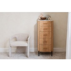 Reed Mango Wood & Marble 5 Drawer Tall Chest of Drawers