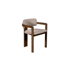 CLEARANCE - Grace Boucle Curved Back Dining Armchair with Walnut Legs (Pair)
