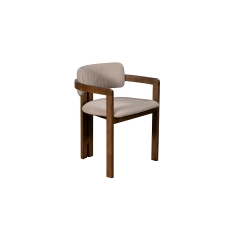 Grace Boucle Curved Back Dining Armchair with Walnut Legs