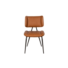 Jack Cognac Tan PU Leather Dining Chair with Industrial Legs