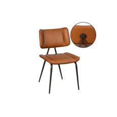 Jack Cognac Tan PU Leather Dining Chair with Industrial Legs (Pair)