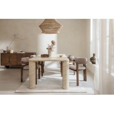 Ida Travertine Stone 150cm Dining Table with Cylindrical Legs