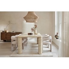 Ida Travertine Stone 200cm Dining Table with Cylindrical Legs