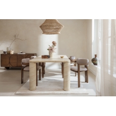 Idless Travertine Stone 200cm Dining Table with Cylindrical Legs