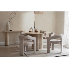 Ida Travertine Stone 120cm Round Dining Table with Cylindrical Legs