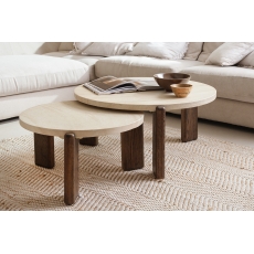 Idless Large Nesting Coffee Table with Travertine Stone Top