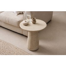 Ida Travertine Stone Lamp Table with Cylindrical Base