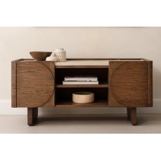 Ida Walnut Finish TV Unit with Travertine Stone Top