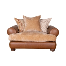 Nelson Fabric & Leather Mix Pillow Back Snuggler Chair