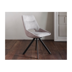 Paige Soft Cotton Dining Chair in Light Grey (Pair)