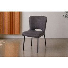 Maya Linen Dining Chair in Dark Grey (Pair)