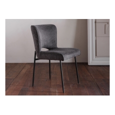 Maya Linen Dining Chair in Dark Grey (Pair) Dark Grey