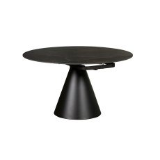 Sintered Stone Rounded 85-135cm Twist Extending Dining Table in Black