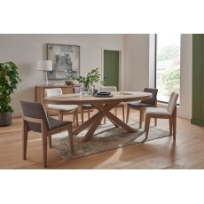 Feltz Smoked Oak and Fabric Dining Chairs in Dark Grey