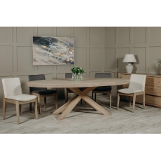 Feltz Smoked Oak 235cm Oval Dining Table Set with 6 Chairs