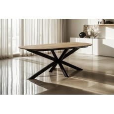 Sadie Industrial 160cm Dining Table in Oak Finish