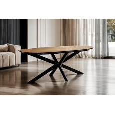 Sadie Industrial 200cm Dining Table in Oak Finish