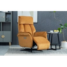 Evo Soft Touch Fabric 360 Swivel Dual Motor Electric Recliner Chair in Amber