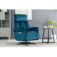 Evo Soft Touch Fabric 360 Swivel Dual Motor Electric Recliner Chair in Ocean Blue Evo Soft Touch Fabric 360 Swivel Dual Motor Electric Recliner Chair in Ocean Blue