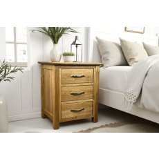 Moda Solid Oak 3 Drawer Bedside Table