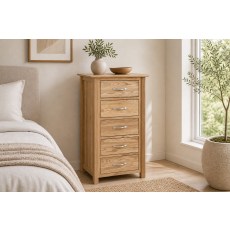 Devon Solid Oak 5 Drawer Wellington Chest of Drawers