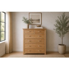 Devon Solid Oak 4 + 2 Chest of Drawers