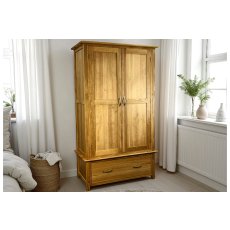 Moda Solid Oak 1 Drawer Wardrobe