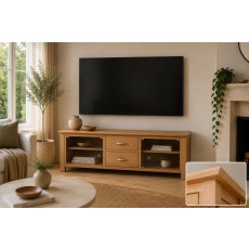 Devon 100% Solid Oak Large TV Unit with Glass Doors Devon 100% Solid Oak Large TV Unit with Glass Doors