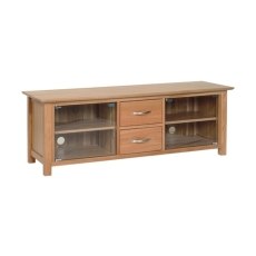 Moda 100% Solid Oak Large TV Unit with Glass Doors