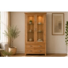 Devon 100% Solid Oak Glass Display Cabinet Devon 100% Solid Oak Glass Display Cabinet