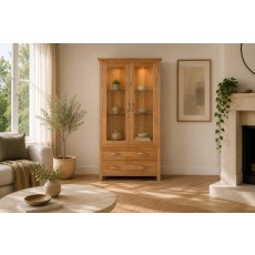 Devon 100% Solid Oak Glass Display Cabinet Devon 100% Solid Oak Glass Display Cabinet