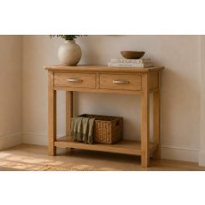 Devon 100% Solid Oak Console Table 2 Drawer Devon 100% Solid Oak Console Table 2 Drawer
