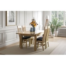Moda 100% Solid Oak 4'4" Extendable Dining Table (2 Leaf)