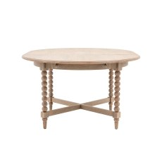 Gallery Direct Artisan Limewash Oak Extending Round Dining Table with Bobbin Detail