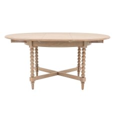 Gallery Direct Artisan Limewash Oak Extending Round Dining Table with Bobbin Detail