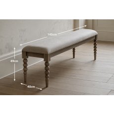 Gallery Direct Artisan Limewash Oak Dining Table Bench with Bobbin Detail Gallery Direct Artisan Limewash Oak Dining Table Bench with Bobbin Detail