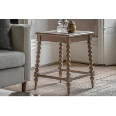 Gallery Direct Artisan Limewash Oak Side Table with Bobbin Detail